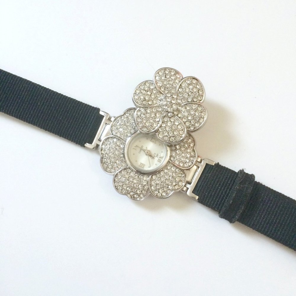 Suzanne Somers Crystal Flower Hidden Watch